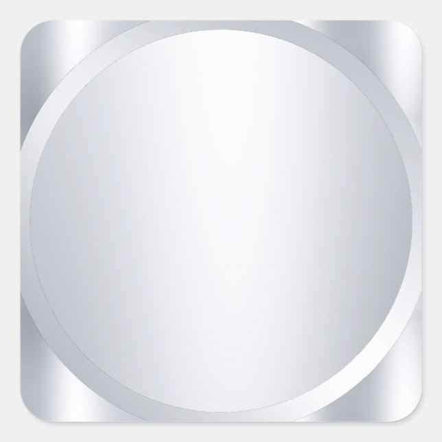 Metallic Silver Look Blank Modern Template Trendy Square Sticker (Front)