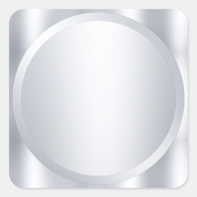 Metallic Silver Look Custom Blank Modern Template Square Sticker (Front)