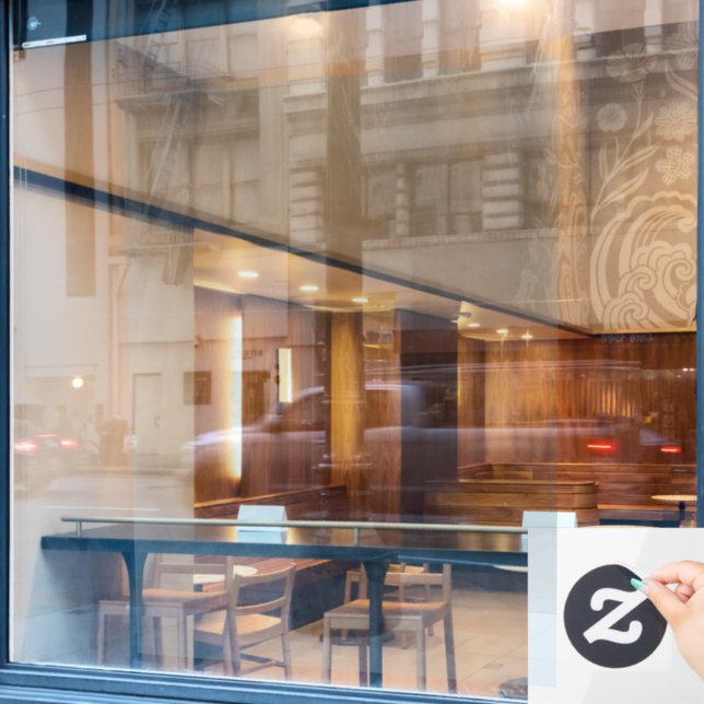 Metallic Silver Partial Transparent Design Window Cling (Cafe Window)