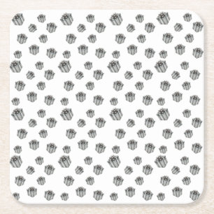 Metallic Silver Presents Premium Party Celebration Square Paper Coaster