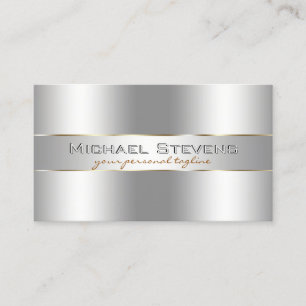 Metallic Silver Professional Élégant Carte de visi