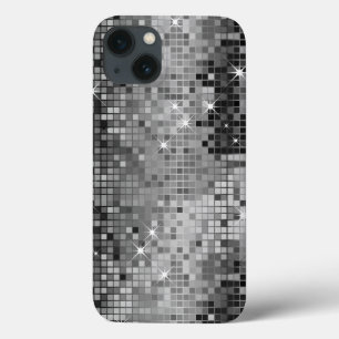 Metallic Silver Sequins Look Disco Mirrors Bling iPhone 13 Case