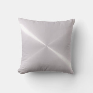 Metallic Silver Stainless Steel Metal Look Throw Pillow