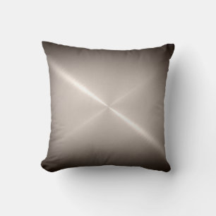 Metallic Silver Stainless Steel Metal Look Throw Pillow