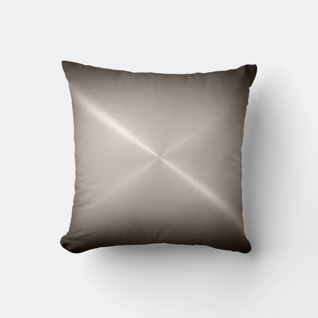 Metallic Silver Stainless Steel Metal Look Throw Pillow (Front)