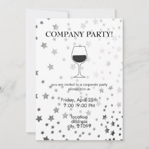 Metallic Silver Stars Invitation
