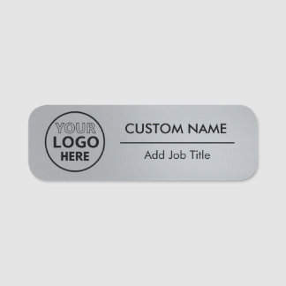 Metallic Silver Style Pin or Magnetic Employee Nam Name Tag