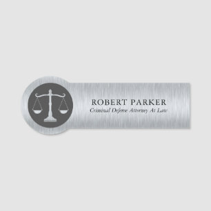 Metallic Silver Texture Custom Logo Name Tag