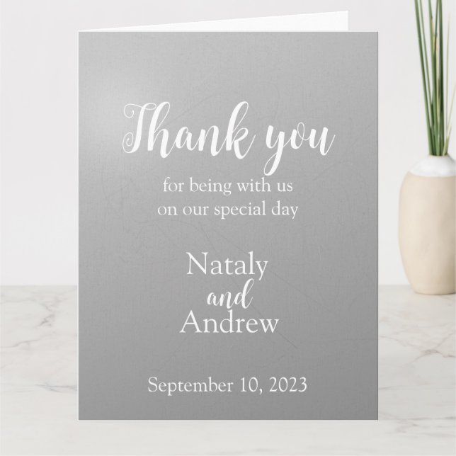 Metallic silver thank you card (Front)