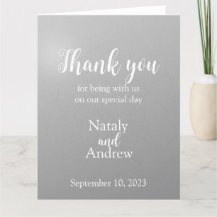 Metallic silver thank you card