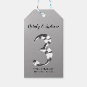 Metallic Silver Third Wedding Anniversary Gift Tags