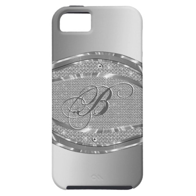 Metallic Silver With Diamonds Pattern Case-Mate iPhone Case (Back)