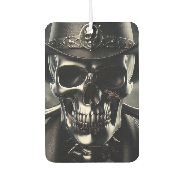Metallic Skull Cowboy Air Freshener (Front)