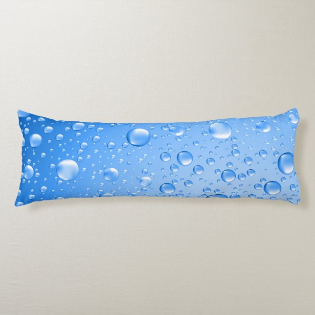 Metallic Sky Blue Rain Drops Body Pillow (Front)