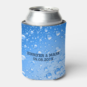 Metallic Sky Blue Rain Drops Can Cooler