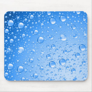 Metallic Sky Blue Rain Drops Mouse Pad
