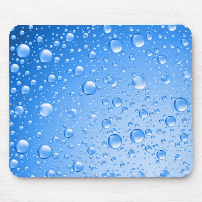 Metallic Sky Blue Rain Drops Mouse Pad (Front)