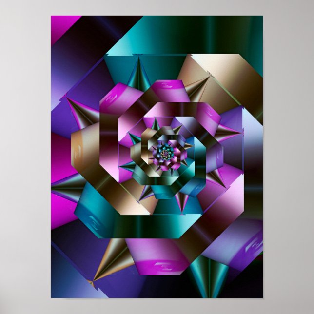 Metallic Spiral Fractal Poster (Front)
