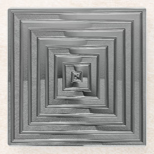 Metallic Squares Glass Coaster