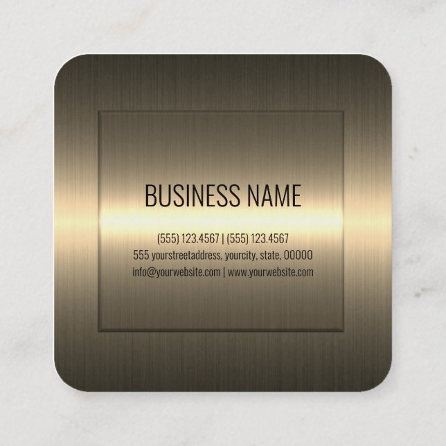 Metallic Stainless Steel Metal Look Square Business Card (Back)