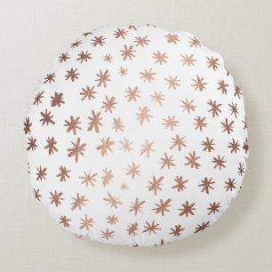 Metallic stars - copper round pillow