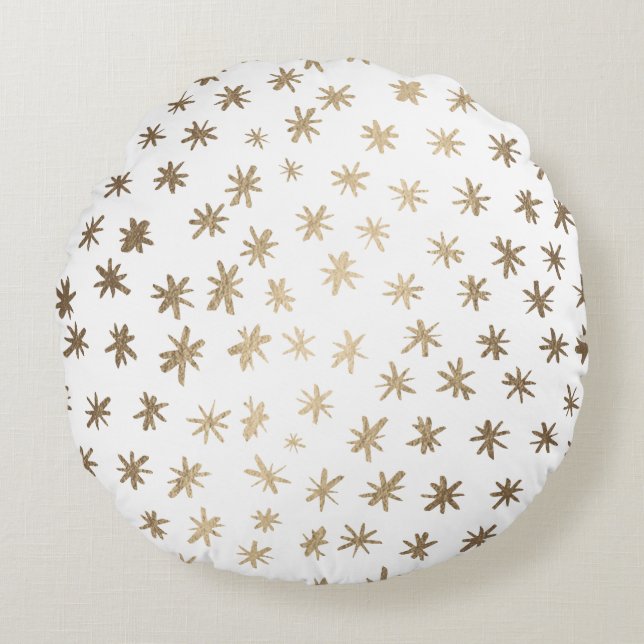 Metallic stars - gold round pillow (Front)
