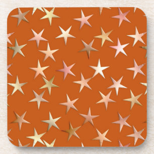 Metallic stars, pale gold and copper shades coaster