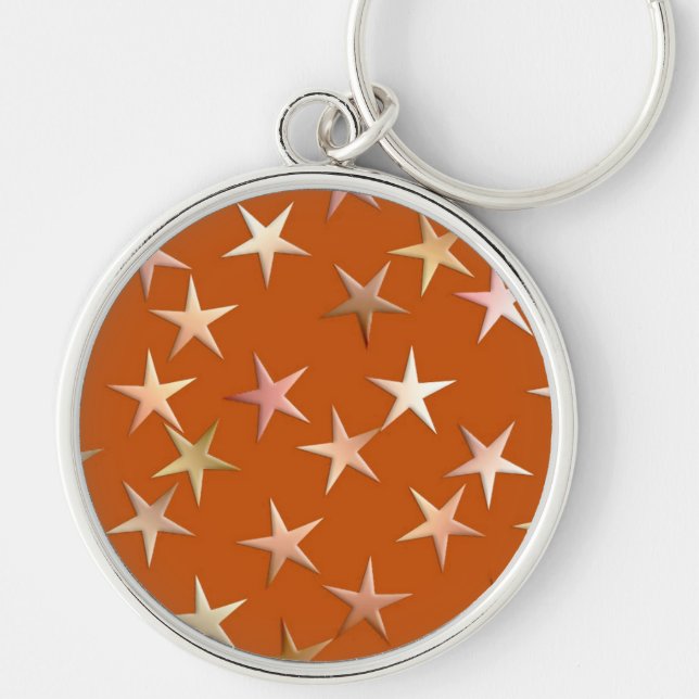Metallic stars, pale gold and copper shades keychain (Front)