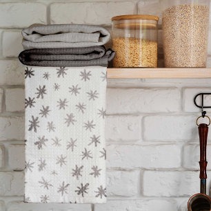 Metallic stars - silver kitchen towel