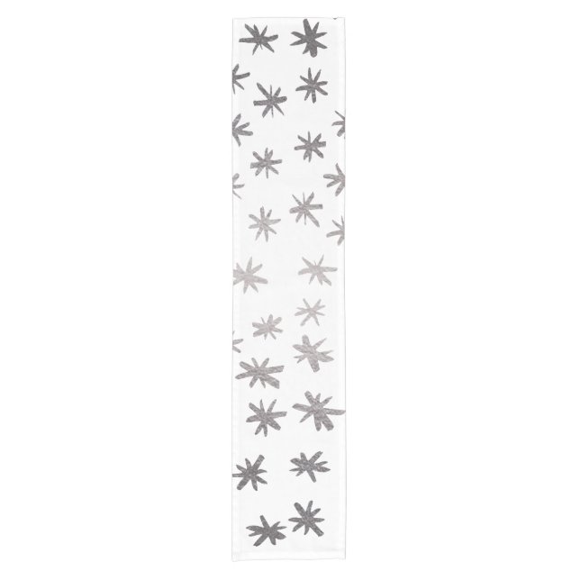 Metallic stars - silver short table runner (Front)