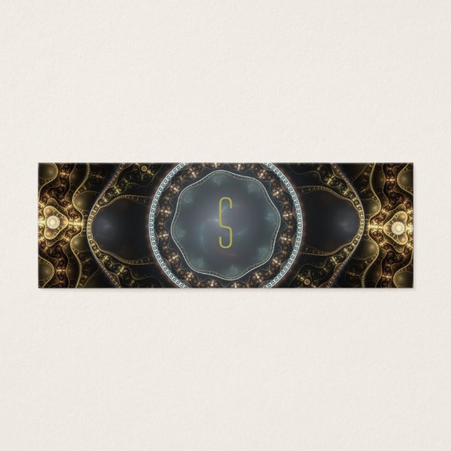 Metallic Steampunk Fractal Monogram Bookmark (Front)