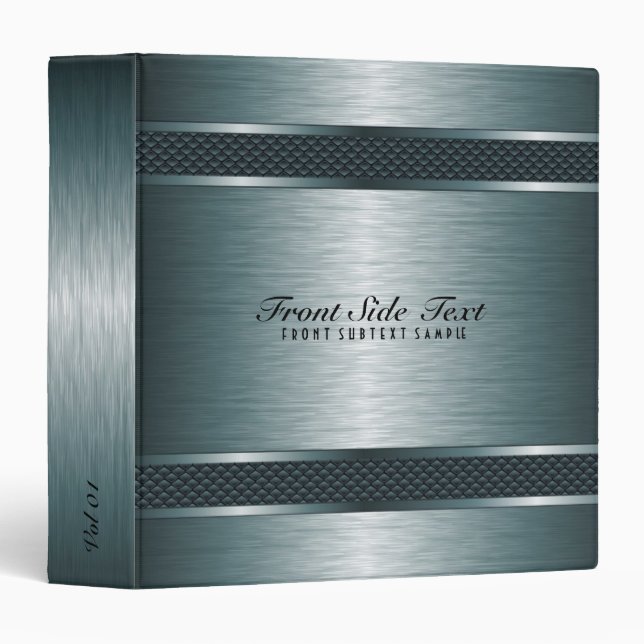 Metallic Steel Blue Brushed Aluminum Look Binder (Front/Spine)