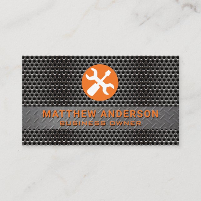 Metallic Steel | Hand Tool Logo Business Card (Front)