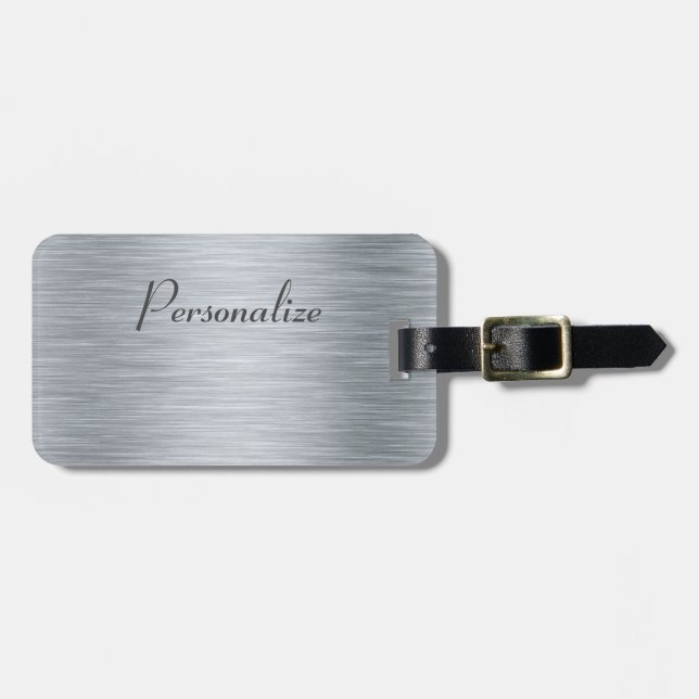 Metallic Steel Luggage Tag (Front Horizontal)