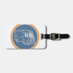 Metallic Street Cleaner Truck Circle Retro Luggage Tag