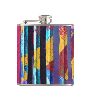 Metallic stripes hip flask