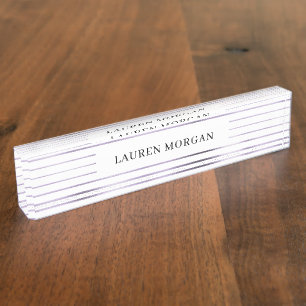 metallic stripes lavender foil Desk Nameplate