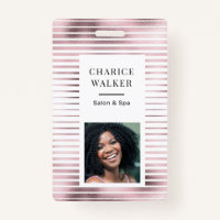 metallic stripes rose gold foil salon photo name