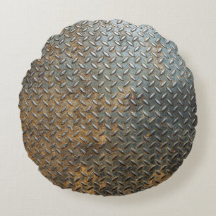 Metallic surface, reflective texture background. round pillow