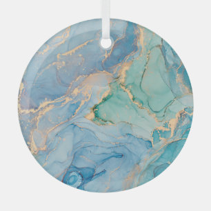 Metallic Swirls: Abstract Fluid Art Glass Ornament