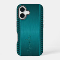 Metallic Teal-Green Brushed Aluminum Look