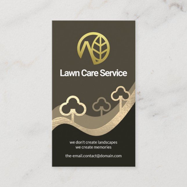 Metallic Texture Mountainside Landscape Business Card (Front)