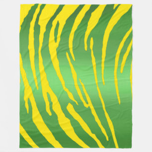 Metallic Tiger Stripes Green Yellow Fleece Blanket