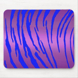 Metallic Tiger Stripes Pink Blue Mouse Pad