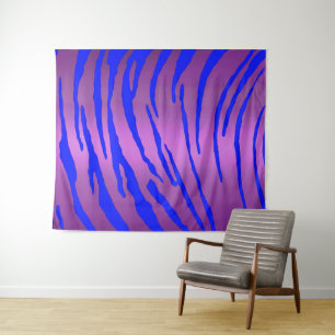 Metallic Tiger Stripes Pink Blue Tapestry