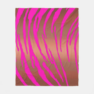 Metallic Tiger Stripes Pinks Fleece Blanket