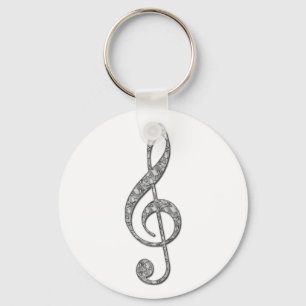 Metallic Treble Clef Keychain
