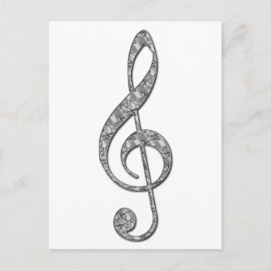 Metallic Treble Clef Postcard