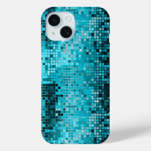 Metallic Turquois Sequins Look Disco Mirrors Bling iPhone 15 Case