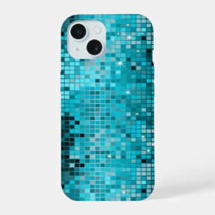 Metallic Turquois Sequins Look Disco Mirrors Bling iPhone 15 Case